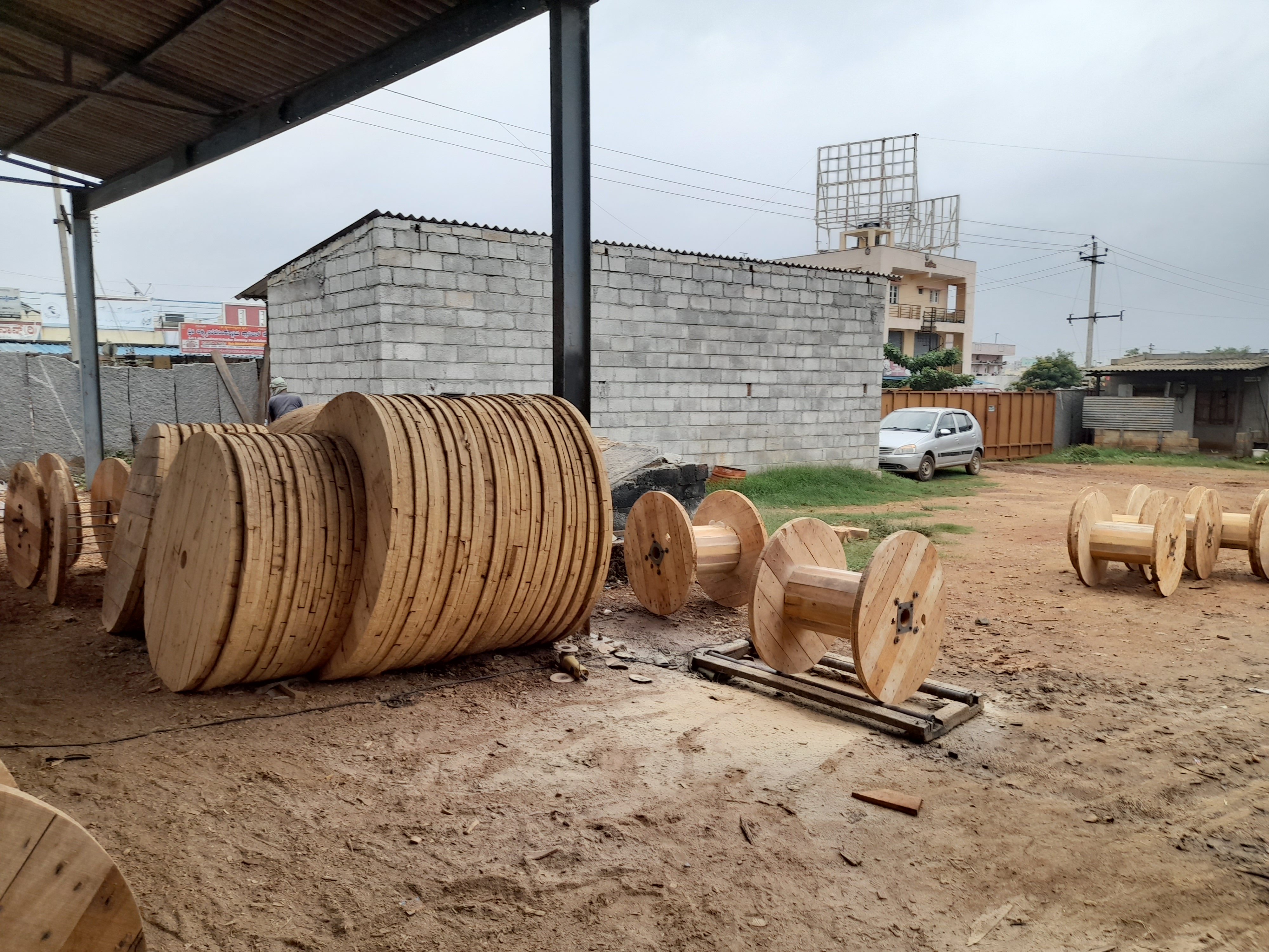 Partially prepared Wooden Cable Drums